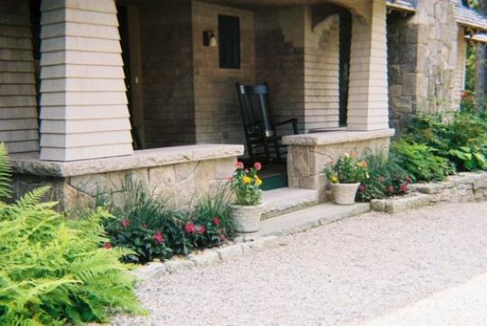 mosaic cut granite porch